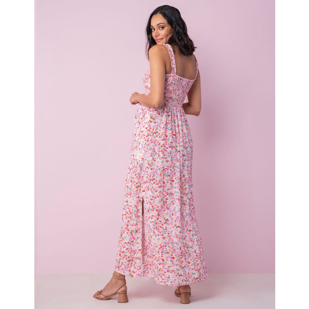 SERAPHINE Lolly Floral Shirred Maxi Dress Maternity Nursing NWT – US 4